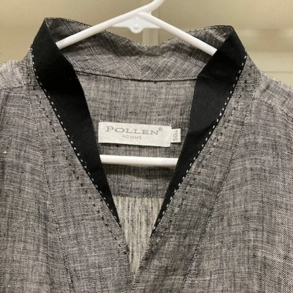 Grey black linen kurta - Picture 4 of 4